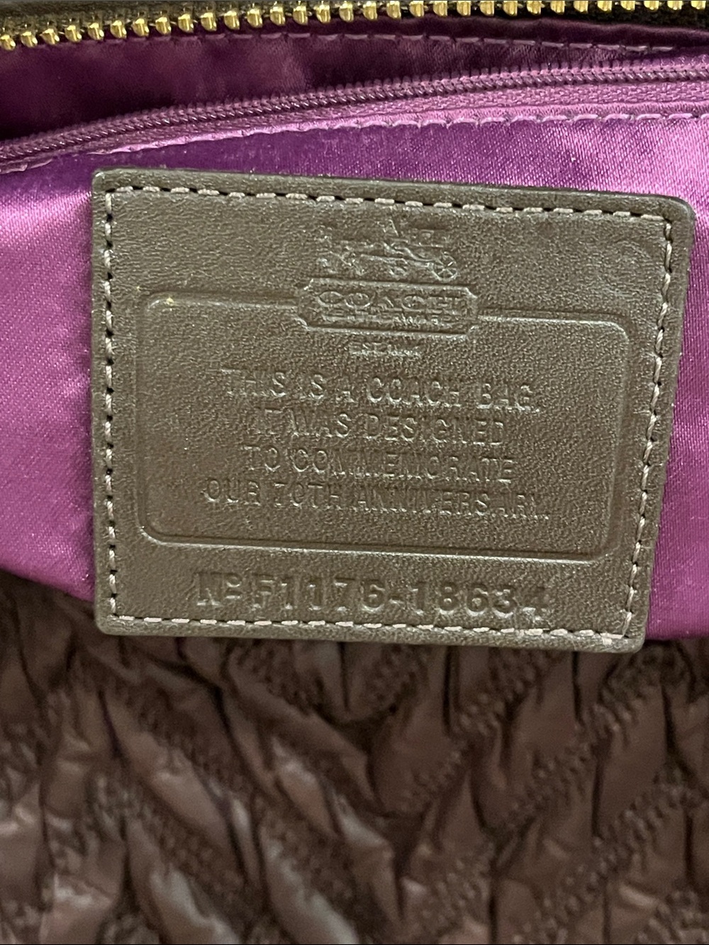 COACH Quilted Chevron Tote in Dark Brown with Gold Hardware - Picture 5 of 5